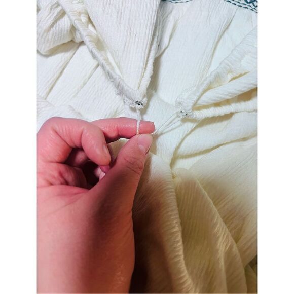 NWT Madewell Seahorse Embroidery Top 3X Plus Blue Zig Zag Embroidered Square Top - Picture 7 of 16